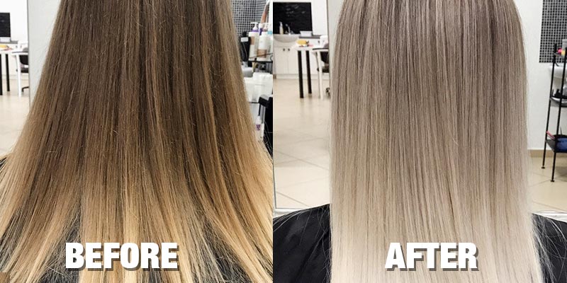 before and after hair toning